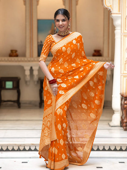 Premium Georgette Silk Saree with Double Zari Work