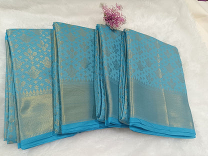 Premium Banarasi Soft Silk Semi Kanchivaram Saree – Sky Blue