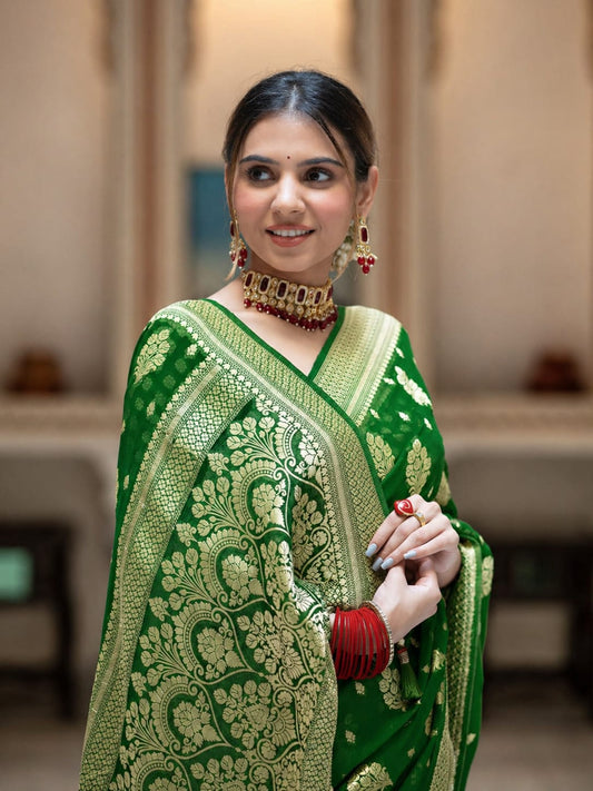 Premium Georgette Silk Saree with Double Zari Work