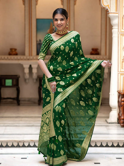 Premium Georgette Silk Saree with Double Zari Work