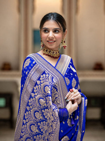 Premium Georgette Silk Saree with Double Zari Work
