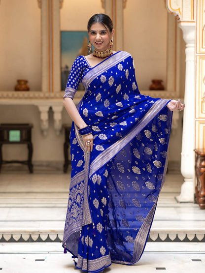 Premium Georgette Silk Saree with Double Zari Work