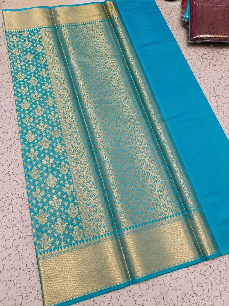 Premium Banarasi Soft Silk Semi Kanchivaram Saree – Sky Blue