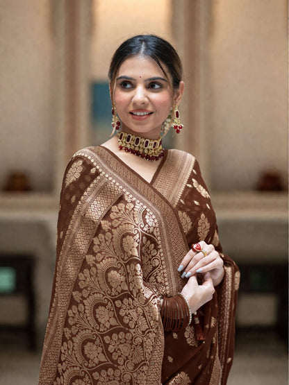 Premium Georgette Silk Saree with Double Zari Work