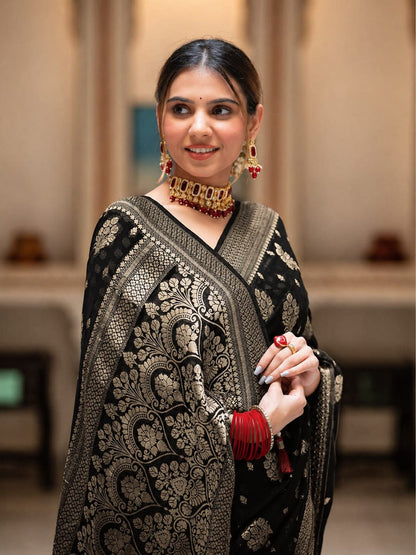 Premium Georgette Silk Saree with Double Zari Work