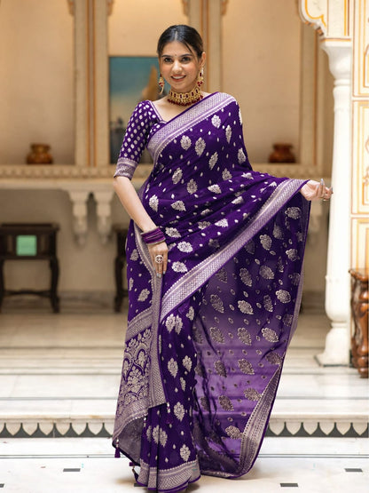 Premium Georgette Silk Saree with Double Zari Work