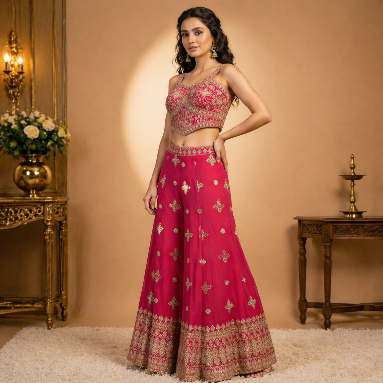 Elegant Georgette Sharara Set for Women | Party Wear Embroidered Suit