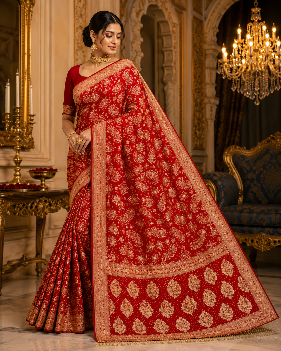 Premium Pure Georgette Bandhani Saree – Designer Ethnic Collection