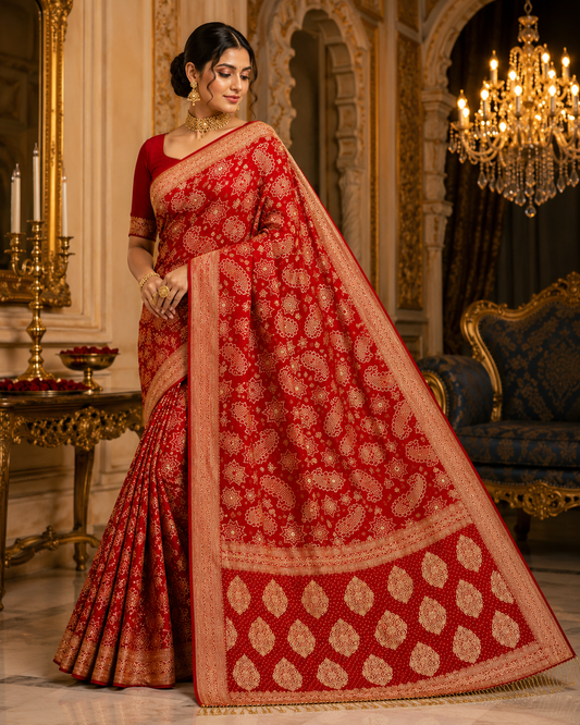 Premium Pure Georgette Bandhani Saree – Designer Ethnic Collection