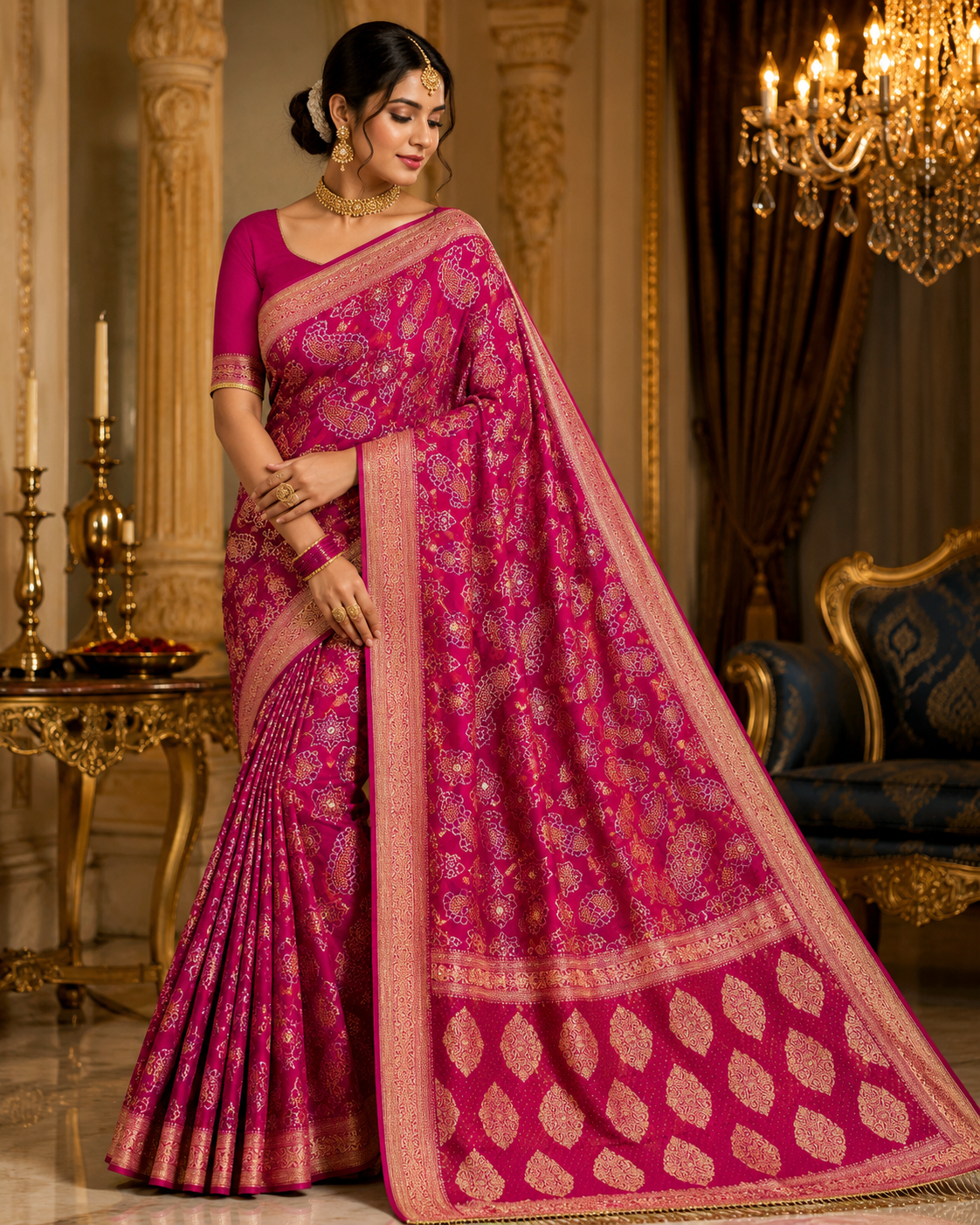 Premium Pure Georgette Bandhani Saree – Designer Ethnic Collection