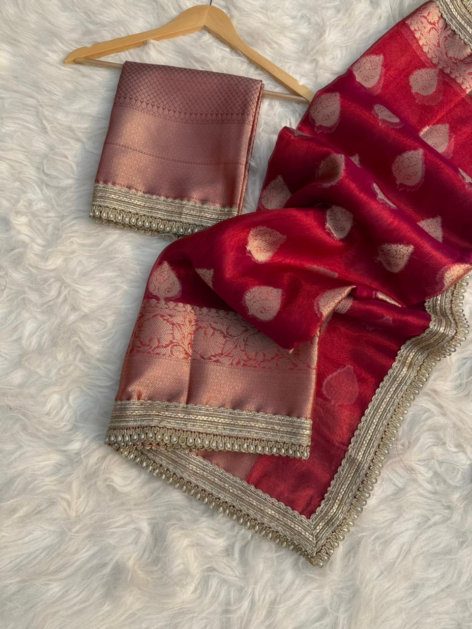 Dyable Tissue Buta Saree