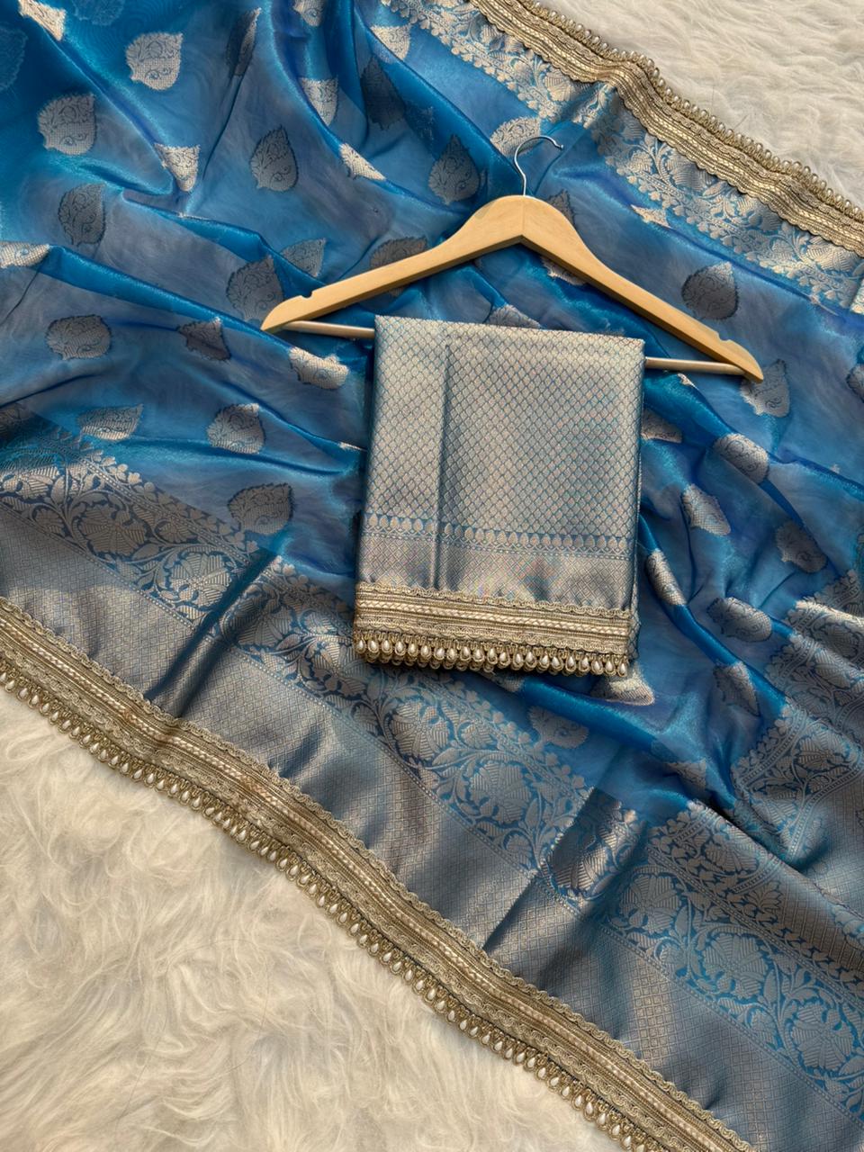 Dyable Tissue Buta Saree