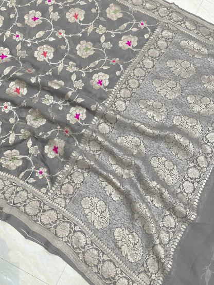 Katan Silk Zari Jaal Saree