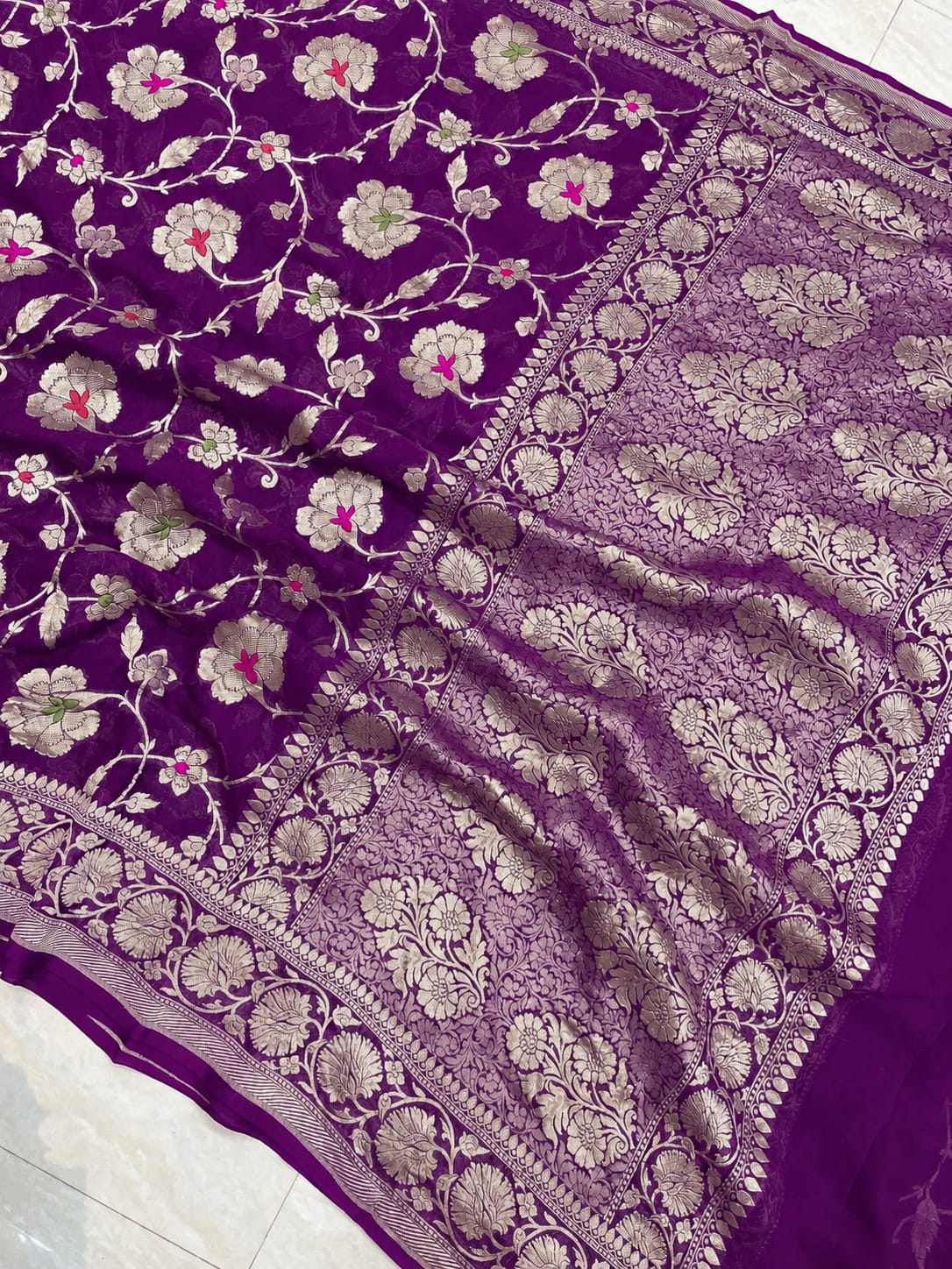 Katan Silk Zari Jaal Saree